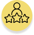 Persona con estrellas de evaluación